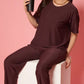 Lunica Women's Printed Sinker Nightsuit Set , Regular Fit Loungewear , Ideal for Women , Lounge Wear Nightdress Pyjama Set Sleepwear , Mauve Printed Half Sleeves Round Neck