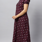Sukanya Women's Floral Lounge Wear Gown - Regular Fit, Ideal for Women's, Lounge Wear,  Viscose Rayon, Floral, Half Sleeves, Round, Wine, Green & Mustard
