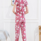 Rose Pink Printed Half Sleeves Round Neck
