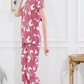 Rose Pink Printed Half Sleeves Round Neck