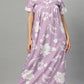 Sukanya Women's Floral Print Lounge Wear Gown -  Poly Cotton, Regular Fit, Half Sleeves, Round Neck, Light Purple, Light Green & Sky Blue