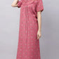 Sukanya Comfortable Women's Full Length Cotton Blend Half Sleeves Nighty, Soft and Elegant Print Sleepwear