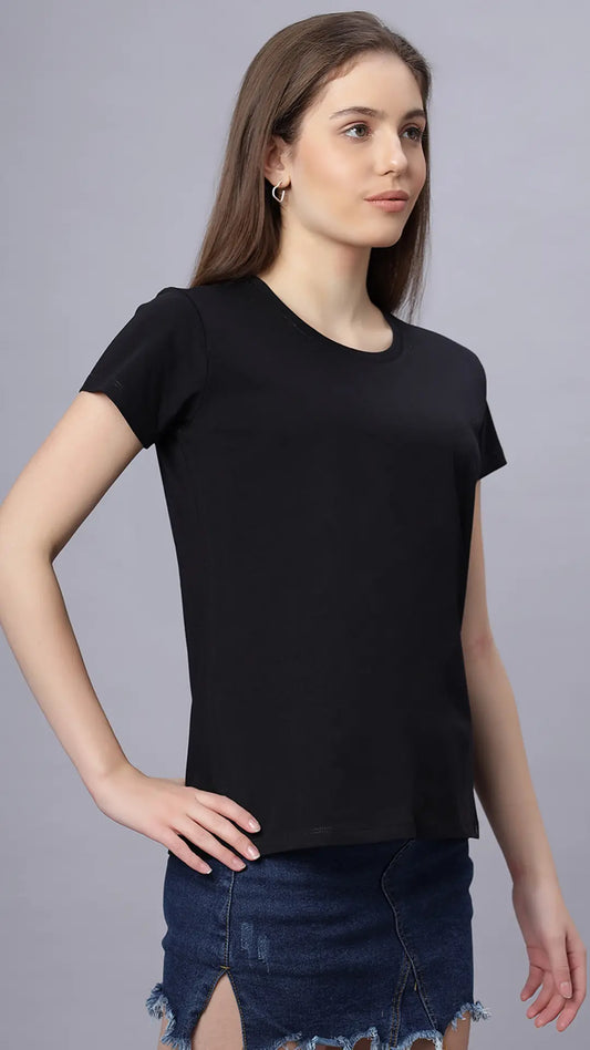Lunica Women's  Lounge Wear  Seprate Top  - Black, Sinker Fabric, Regular Fit, Ideal For Women's, Lounge Wear, Half Sleeve, Round Neck