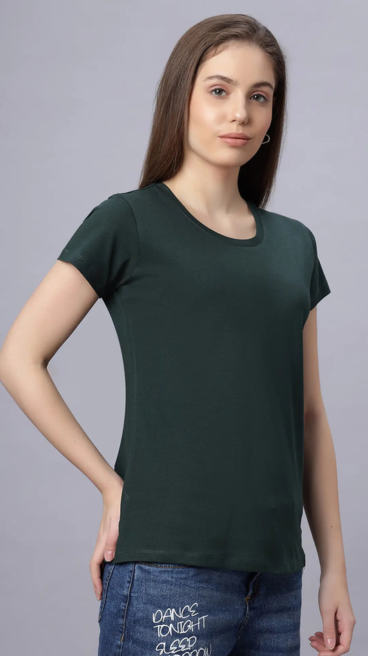Lunica Women's  Lounge Wear  Seprate Top,  Green , Sinker Fabric, Regular Fit, Ideal For Women's, Lounge Wear, Half Sleeve, Round Neck