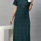 Suaknya Women's Floral Print Lounge Wear Gown  Polly Cotton, Regular Fit, Half Sleeves, V Neck