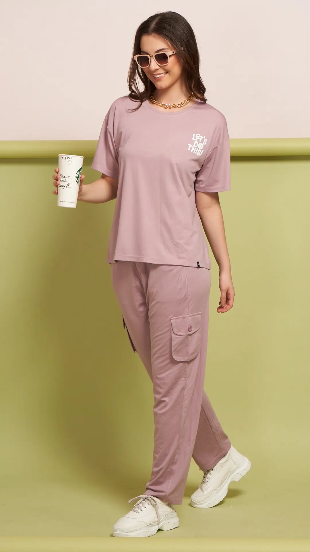 Lunica Women's Printed Sinker Nightsuit Set , Regular Fit Loungewear , Ideal for Women , Lounge Wear Nightdress Pyjama Set Sleepwear , Pink Printed Half Sleeves Round Neck