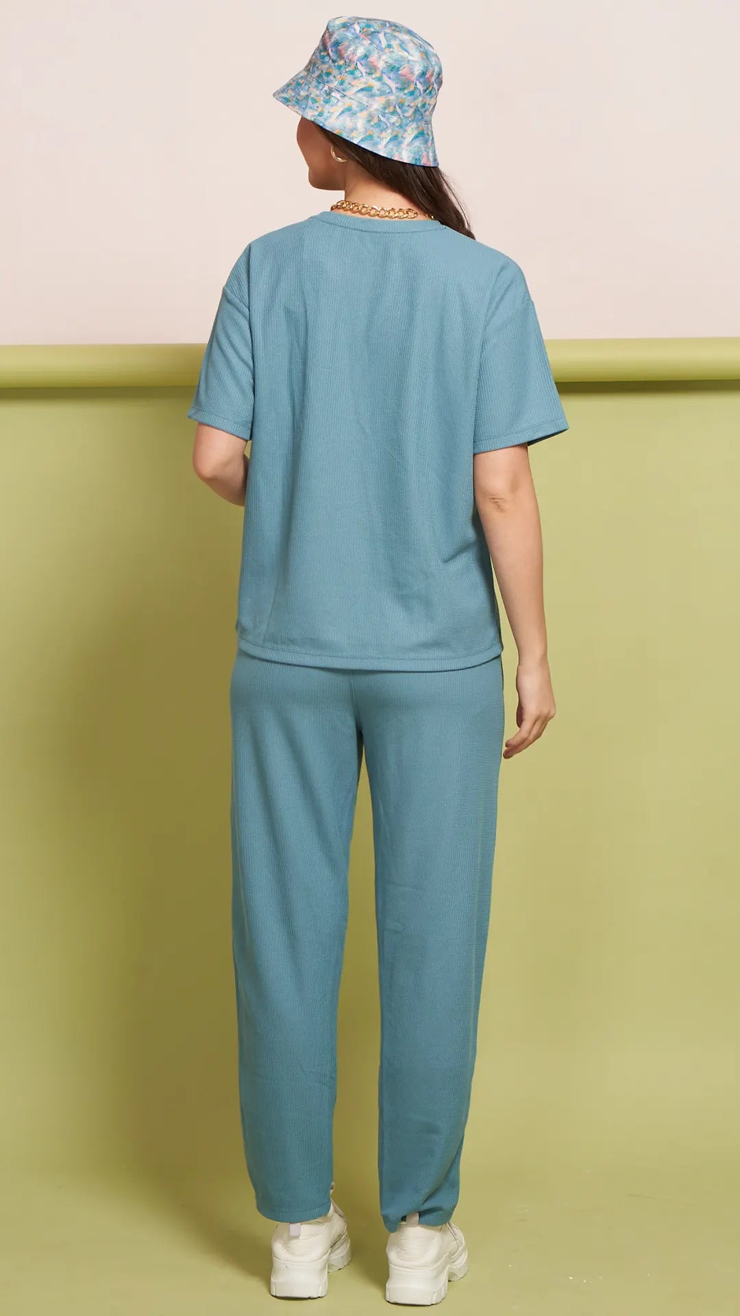 Lunica Women's Printed Sinker Nightsuit Set , Regular Fit Loungewear , Ideal for Women , Lounge Wear Nightdress Pyjama Set Sleepwear , Blue Printed Half Sleeves Round Neck