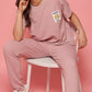 Lunica Women's Printed Sinker Nightsuit Set , Regular Fit Loungewear , Ideal for Women , Lounge Wear Nightdress Pyjama Set Sleepwear , Pink Printed Half Sleeves Round Neck