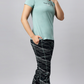 Sukanya Women's Printed Top & Pyjama Set, Regular Fit, Ideal For Lounge Wear, Sinker Fabric, Half Sleeve, Round Neck, Pista