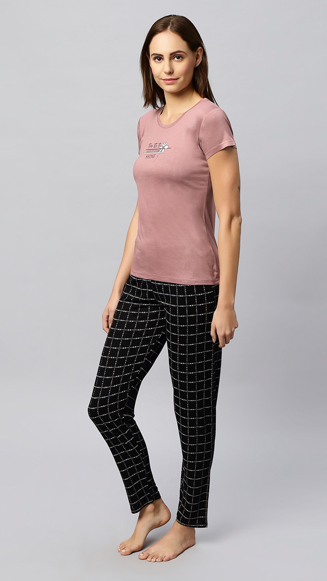 Sukanya Women's Printed Lounge Wear Top & Pyjama Set - Magenta, Regular Fit, Women's Lounge Wear, Sinker Fabric, Half Sleeve, Round Neck