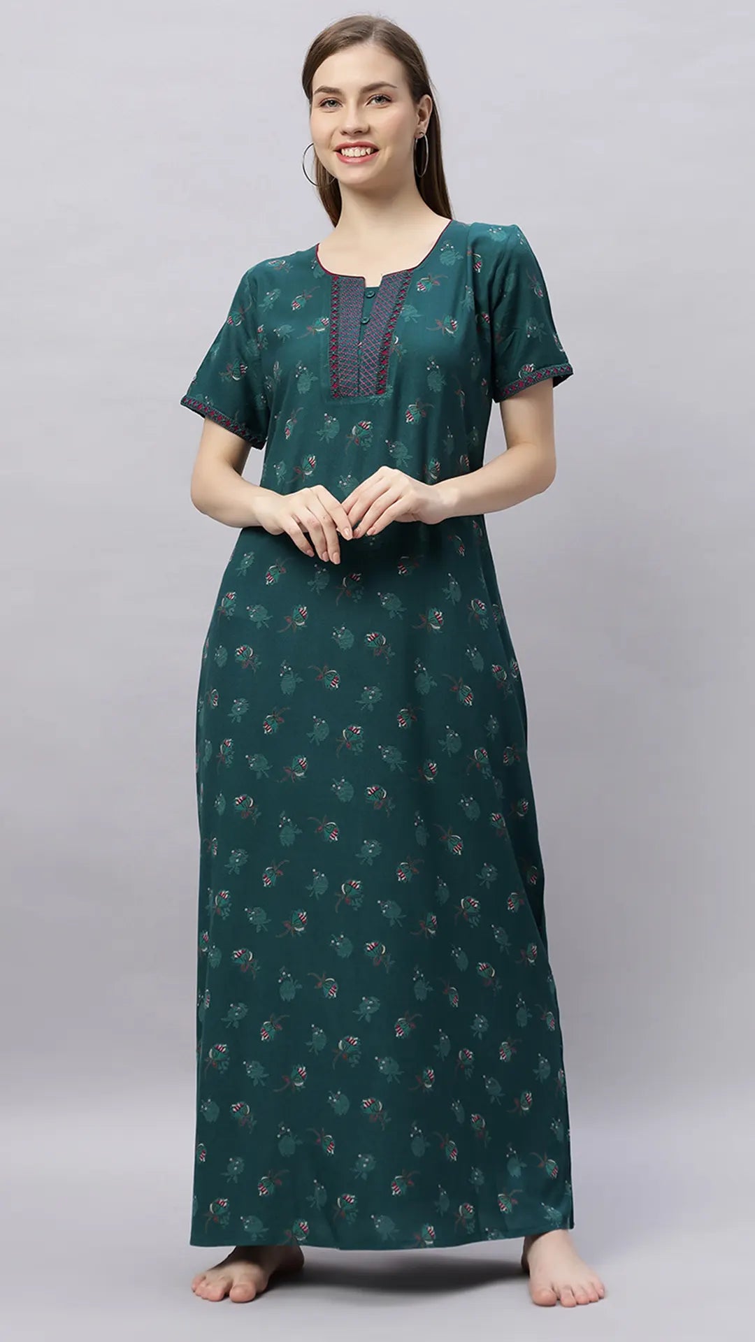 Sukanya Floral Printed Maxi Gown | Women's Stylish Lounge Wear