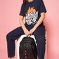 Lunica Women's Printed Sinker Nightsuit Set , Regular Fit Loungewear , Ideal for Women , Lounge Wear Nightdress Pyjama Set Sleepwear , Navy Printed Half Sleeves Round Neck