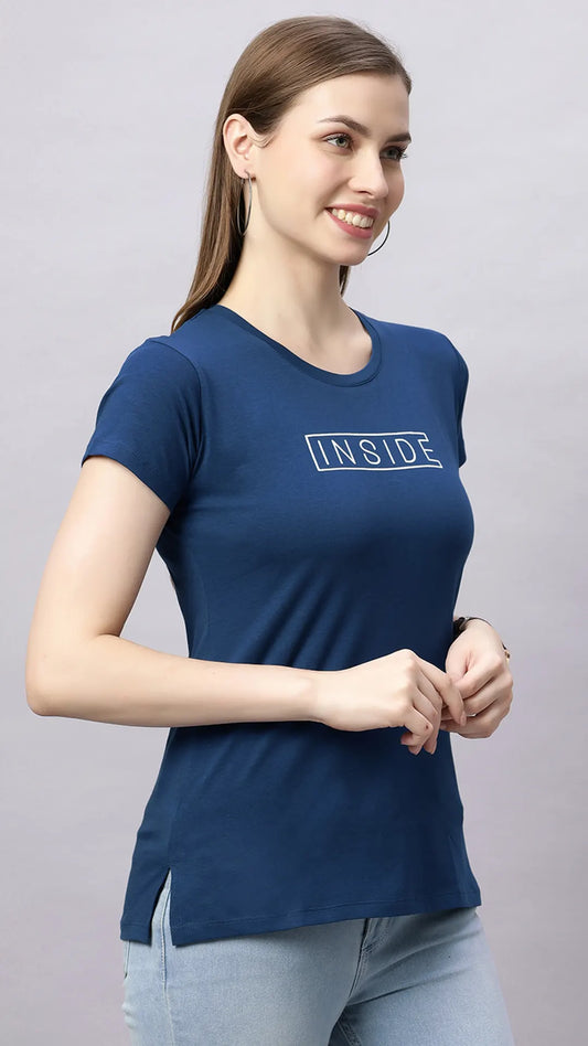 Lunica Women's  Lounge Wear  Seprate Top  - Blue , Looper Lycra, Regular Fit, Ideal For Women's, Lounge Wear, Half Sleeve, Round Neck