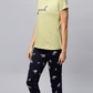 Sukanya Women's Printed Top & Pyjama Set, Pista, Regular Fit, Ideal For Lounge Wear, Sinker Fabric, Half Sleeve, Round Neck