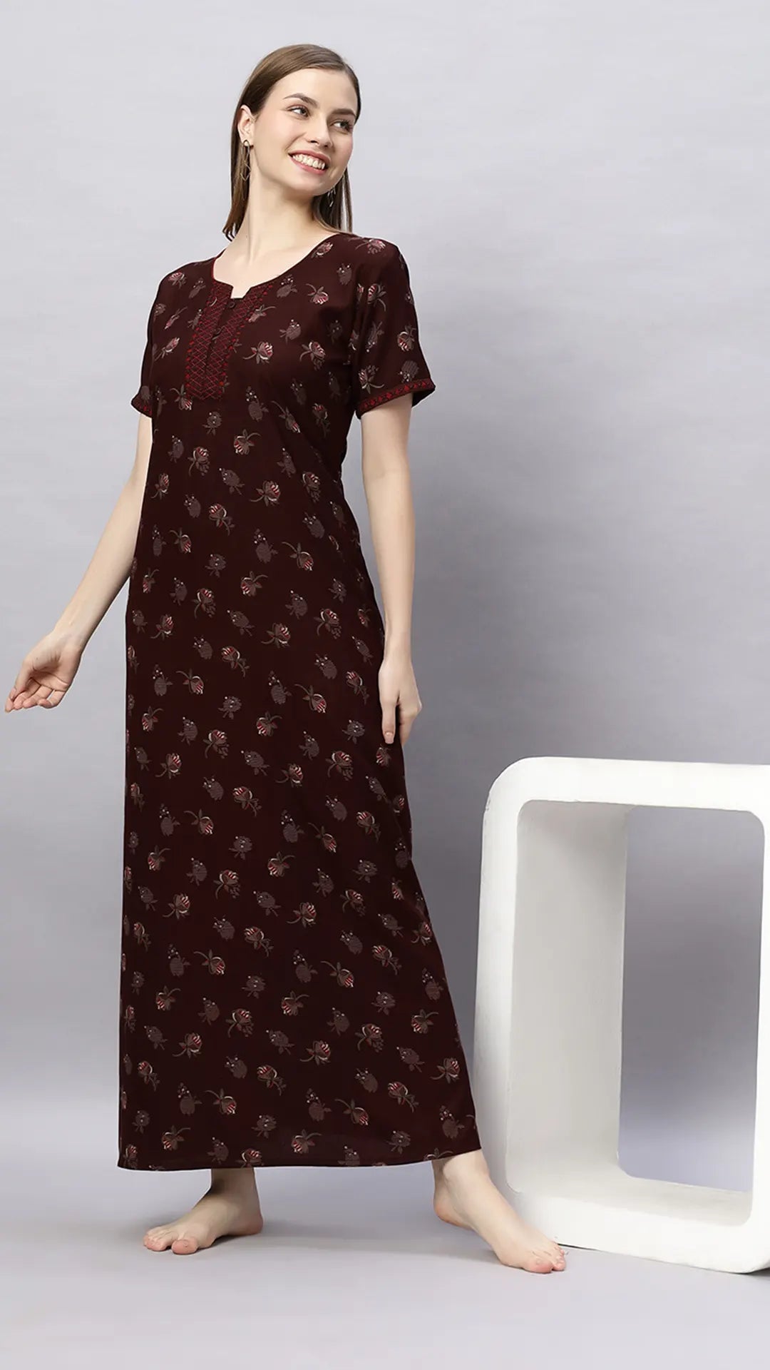 Sukanya Floral Printed Maxi Gown | Women's Stylish Lounge Wear