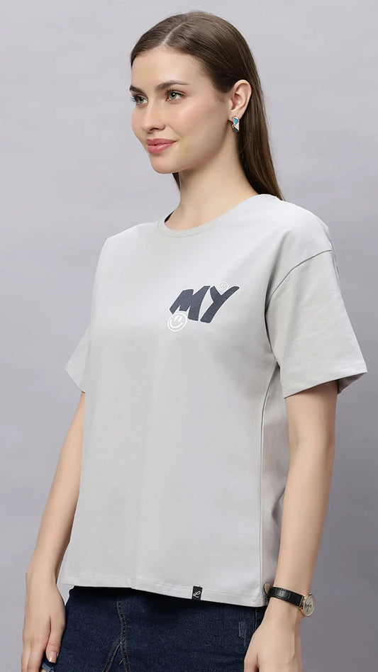 Lunica Women's  Lounge Wear  Seprate Top  - Grey , Looper Lycra, Regular Fit, Ideal For Women's, Lounge Wear, Half Sleeve, Round Neck