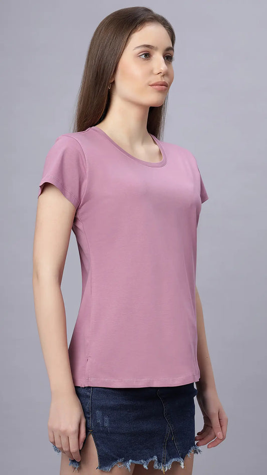 Lunica Women's  Lounge Wear  Seprate Top  - Pink , Sinker Fabric, Regular Fit, Ideal For Women's, Lounge Wear, Half Sleeve, Round Neck