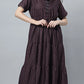 Sukanya Comfortable Women's Full Length Cotton Blend Half Sleeves Nighty, Blue, coffee & Wine, Soft and Elegant Print Sleepwear