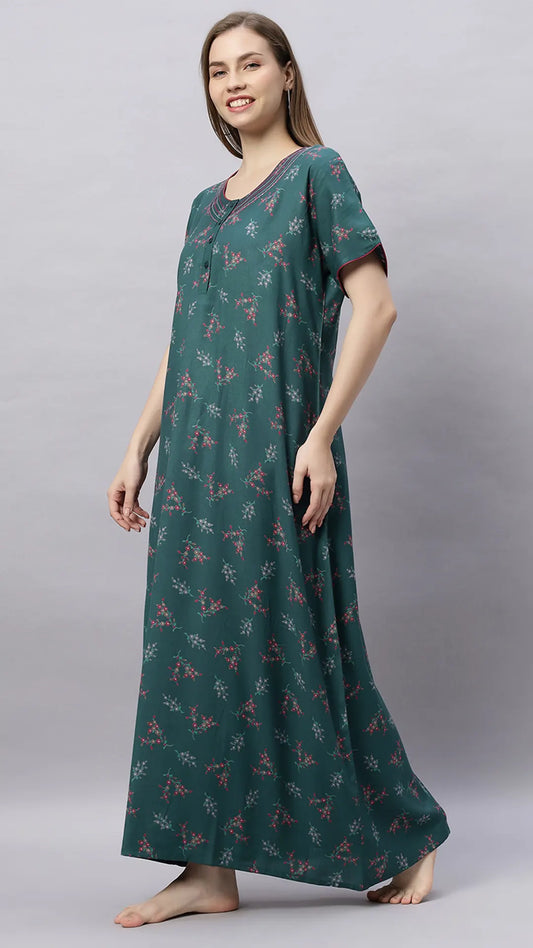 Sukanya Floral Printed Maxi Gown | Women's Stylish Lounge Wear