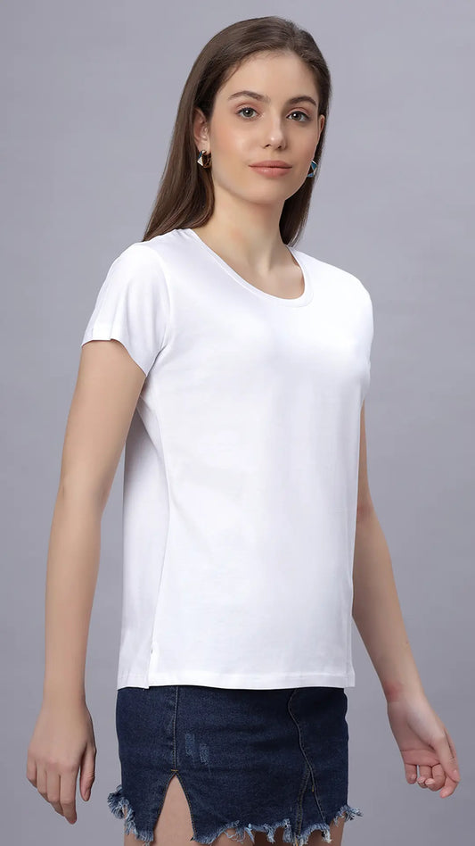 Lunica Women's  Lounge Wear  Seprate Top  - White , Sinker Fabric, Regular Fit, Ideal For Women's, Lounge Wear, Half Sleeve, Round Neck