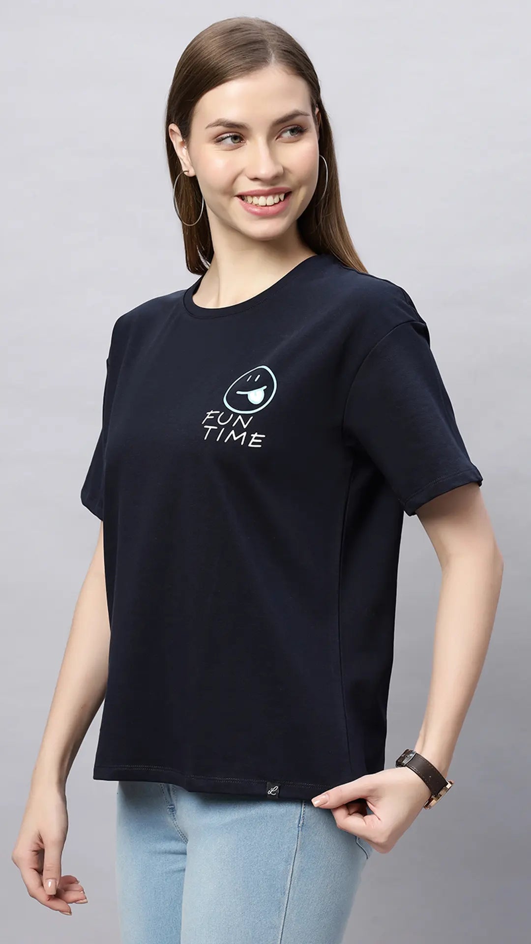 Lunica Women's  Lounge Wear  Seprate Top  - Navy , Looper Lycra, Regular Fit, Ideal For Women's, Lounge Wear, Half Sleeve, Round Neck