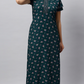 Sukanya Women's Floral Lounge Wear Gown - Regular Fit, Ideal for Women's, Lounge Wear,  Viscose Rayon, Floral, Half Sleeves, Round, Wine, Green & Mustard