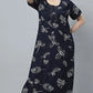 Sukanya Women's Black, Navy Blue & wine, Cotton Blend Printed Nighty - Half Sleeves, Round Neck, Long