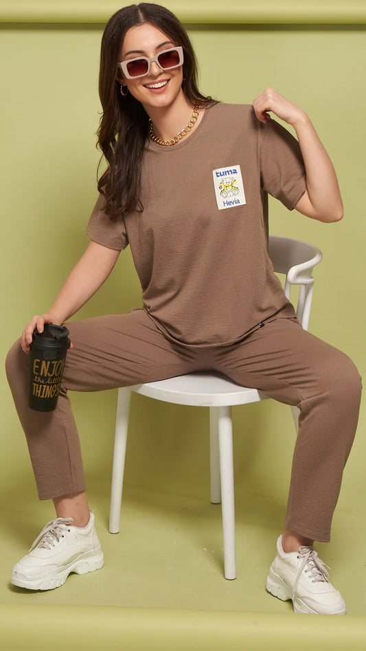 Lunica Women's Printed Sinker Nightsuit Set , Regular Fit Loungewear , Ideal for Women , Lounge Wear Nightdress Pyjama Set Sleepwear , Brawon Printed Half Sleeves Round Neck