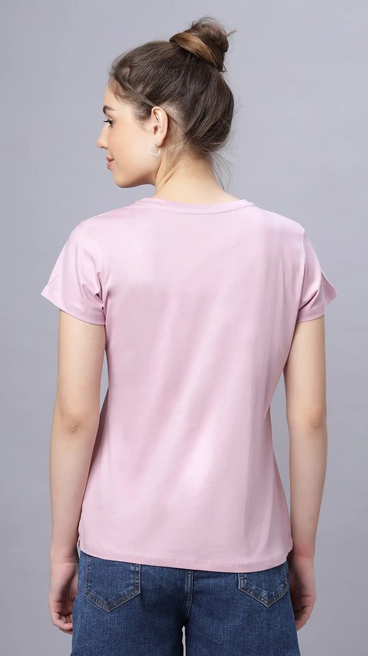 Lunica Women's  Lounge Wear  Seprate Top  - Pink , Sinker Fabric, Regular Fit, Ideal For Women's, Lounge Wear, Half Sleeve, Round Neck