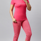 Sukanya Women's Printed Lounge wear Top & Capri Set - Pink, Sinker Fabric, Regular Fit, Ideal For Women's, Lounge Wear, Half Sleeve, Round Neck