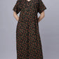 Sukanya Comfortable Women's Full Length Cotton Blend Half Sleeves Nighty, Red, Black & Blue, Soft and Elegant Print Sleepwear