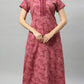 Sukanya Women's Blue, Green & Red, Floral Printed Poly Cotton Lounge Wear Gown - Regular Fit, V-neck, Half Sleeves