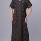 Sukanya Comfortable Women's Full Length Cotton Blend Half Sleeves Nighty, Red, Black & Blue, Soft and Elegant Print Sleepwear
