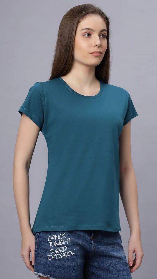 Lunica Women's  Lounge Wear  Seprate Top  - Blue, Sinker Fabric, Regular Fit, Ideal For Women's, Lounge Wear, Half Sleeve, Round Neck