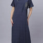 Sukanya Comfortable Women's Full Length Cotton Blend Half Sleeves Nighty, Black, Blue & Maroon, Soft and Elegant Print Sleepwear