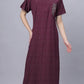 Sukanya Comfortable Women's Full Length Cotton Blend Half Sleeves Nighty, Black, Blue & Maroon, Soft and Elegant Print Sleepwear