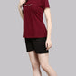 Sukanya  Women's Printed Sinker Bermuda Set | Regular Fit Loungewear | Ideal for Women | Lounge Wear Nightdress Bermuda Set Sleepwear | Maroon Printed Half Sleeves Round Neck