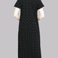 Sukanya  Women's Printed Sinker Nightsuit Set | Full Nighty Lounge Wear Nightdress Pyjama Set Sleepwear | Black Printed Half Sleeves Round Neck