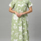 Sukanya Women's Floral Print Lounge Wear Gown -  Poly Cotton, Regular Fit, Half Sleeves, Round Neck, Light Purple, Light Green & Sky Blue