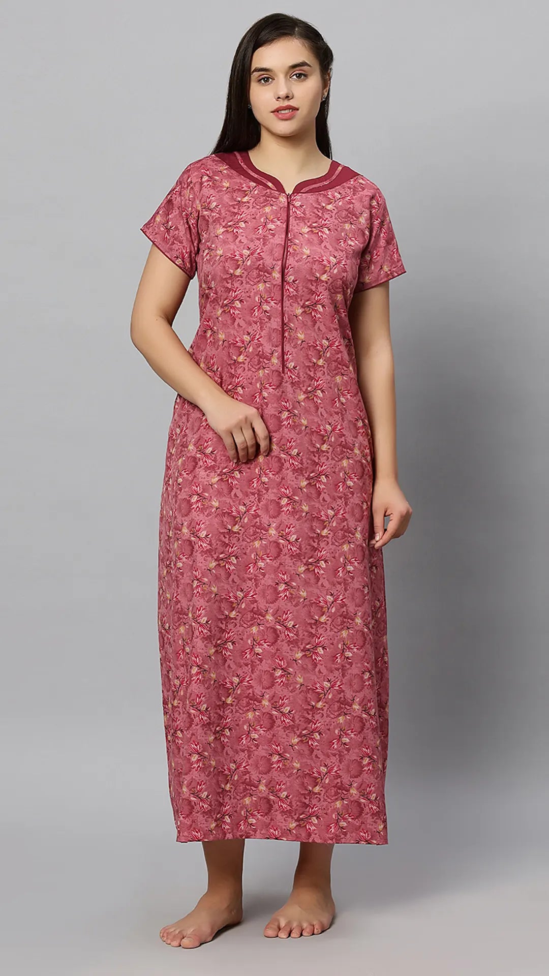 Sukanya Women's Blue Formal Lounge Wear Dress - Poly Cotton, Long, Half Sleeves