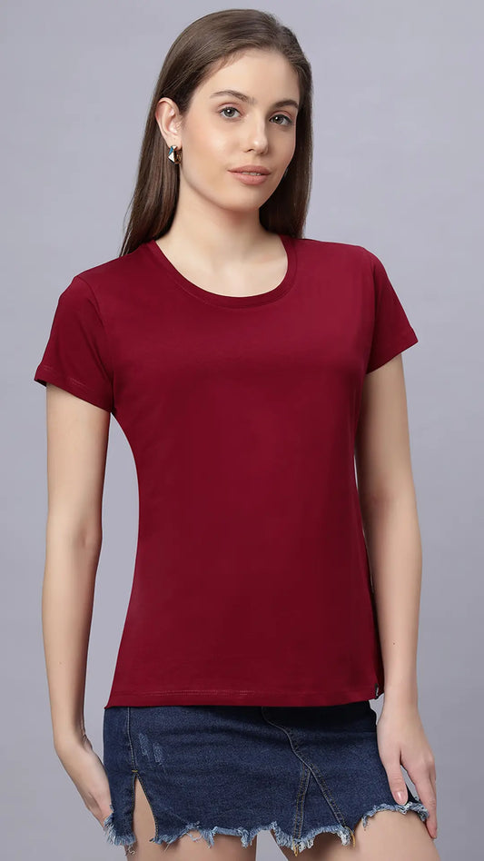 Lunica Women's  Lounge Wear  Seprate Top  - Maroon , Sinker Fabric, Regular Fit, Ideal For Women's, Lounge Wear, Half Sleeve, Round Neck