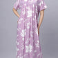 Sukanya Comfortable Women's Full Length Cotton Blend Half Sleeves Nighty, Khakhi, Green & Purple Soft and Elegant Print Sleepwear