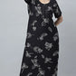 Sukanya Women's Black, Navy Blue & wine, Cotton Blend Printed Nighty - Half Sleeves, Round Neck, Long
