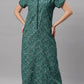 Sukanya Women's Printed Poly Cotton Lounge Wear Gown - Brown, Regular Fit, Ideal For: Women's, Occasion: Lounge Wear, Sleeve Type: Half Sleeves, Collar Type: V-neck