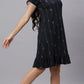 Sukanya  Women's Printed Lounge Wear Gown - Navy, Regular Fit, Ideal for Women's, Sinker Fabric, Half Sleeves, Round Neck