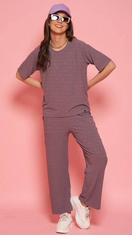 Lunica Women's Printed Sinker Nightsuit Set , Regular Fit Loungewear, Ideal for Women , Lounge Wear Nightdress Pyjama Set Sleepwear , Voilet Printed Half Sleeves Round Neck
