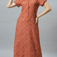 Sukanya Women's Printed Poly Cotton Lounge Wear Gown - Brown, Regular Fit, Ideal For: Women's, Occasion: Lounge Wear, Sleeve Type: Half Sleeves, Collar Type: V-neck