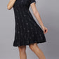 Sukanya  Women's Printed Lounge Wear Gown - Navy, Regular Fit, Ideal for Women's, Sinker Fabric, Half Sleeves, Round Neck