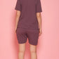 Lunica Women's Printed Sinker Nightsuit Set , Regular Fit Loungewear , Ideal for Women , Lounge Wear Nightdress Bermuda Set Sleepwear , Mauve Printed Half Sleeves Round Neck