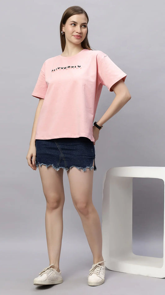 Lunica Women's  Lounge Wear  Seprate Top  - Pink , Looper Lycra, Regular Fit, Ideal For Women's, Lounge Wear, Half Sleeve, Round Neck